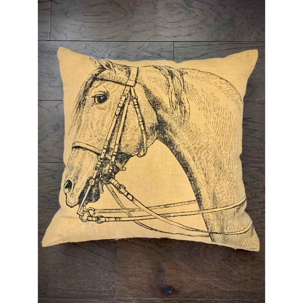 Lady Antebellum Horse Throw Pillow 20x20 Jute Cover Feather Down Cabin NEW Gift